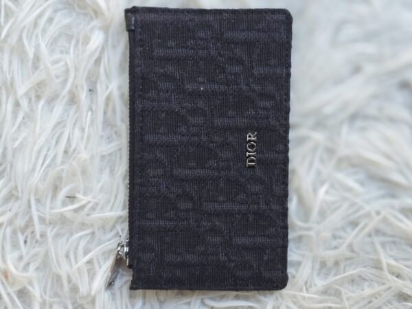 Elegant Oblique Jacquard Cardholder – Black/Silver