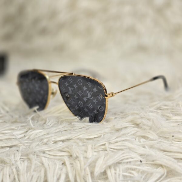 Pilot Sunglasses – Black/Gold – Grey Pattern Lens