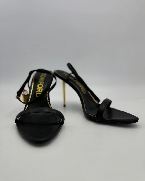 Shiny Leather Padlock Pointy Naked Sandal