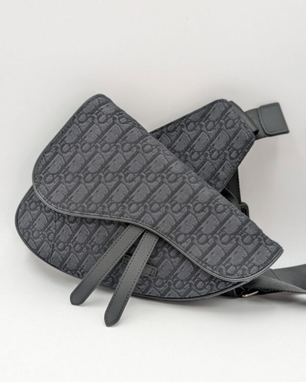 Saddle Bag – Beige and Black Oblique Jacquard