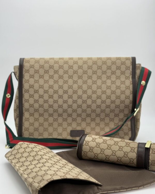 Canvas Leather Messenger Bag Beige