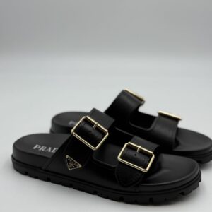 Women's Leather Strap Slides - Lux In The West