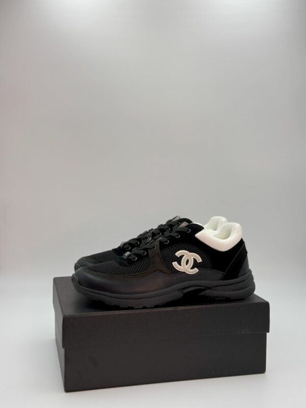 Trainers Mesh, Suede Calfskin & Grained Calfskin Black & White