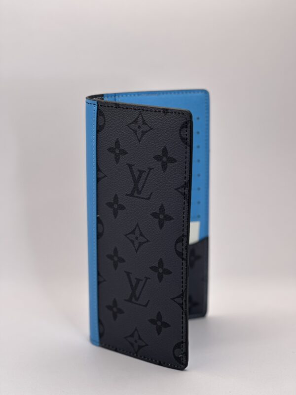 Brazza leather Long Wallet – Blue/Black/Grey