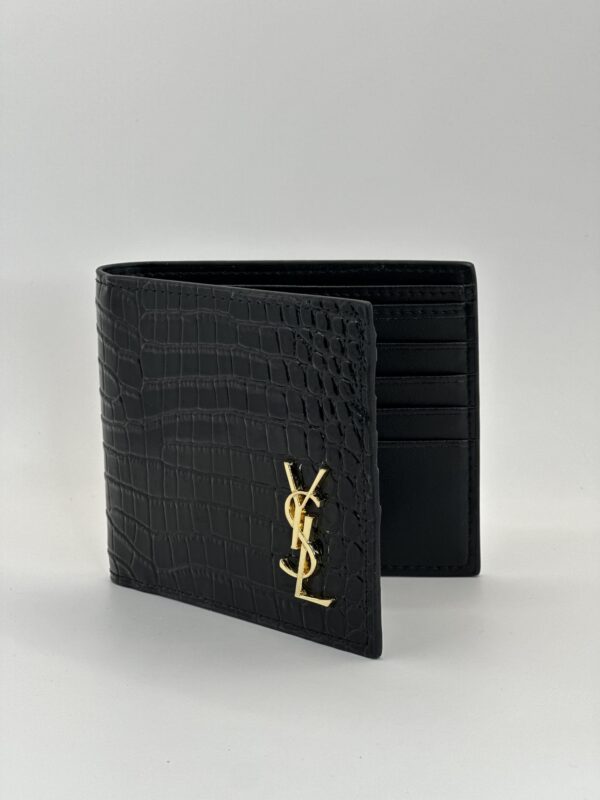 Tiny Cassandre East/West wallet in crocodile – Black/Gold