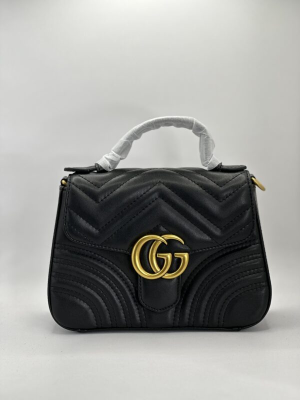 GG Marmont mini top handle bag – Black/Gold