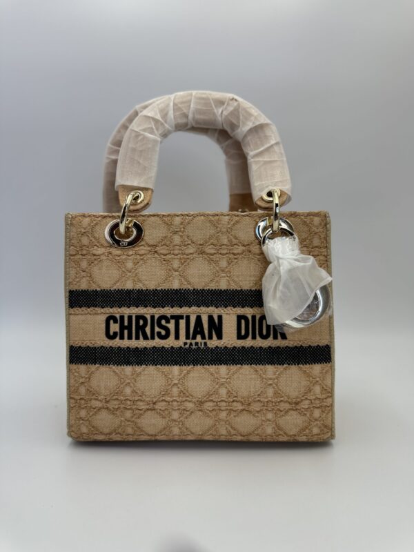 Medium D Book Tote Natural Cannage Raffia