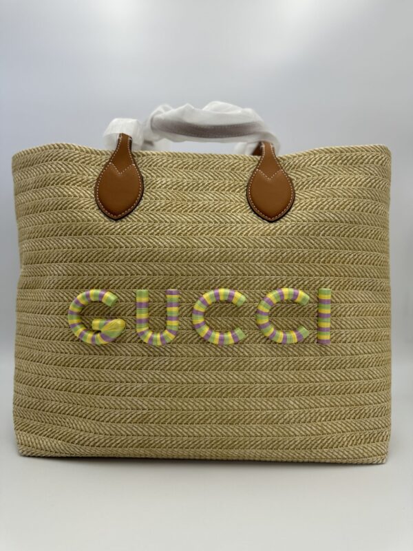 GG medium straw-effect tote