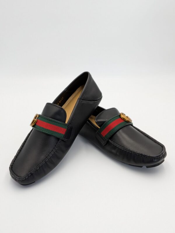 GG marmont web Loafer – Black/Gold w/ Green/Red