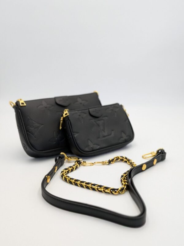LL Multi Pochette Black Empriente Shoulder Bag embossed – Black/Gold