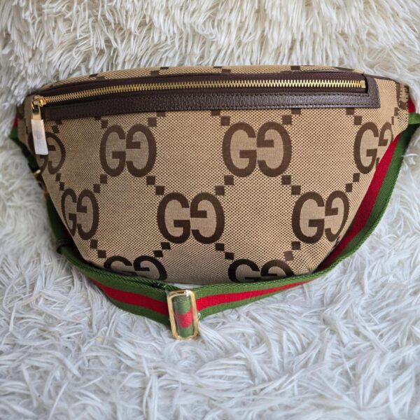 Brown Jumbo GG Canvas Belt Bag Beige